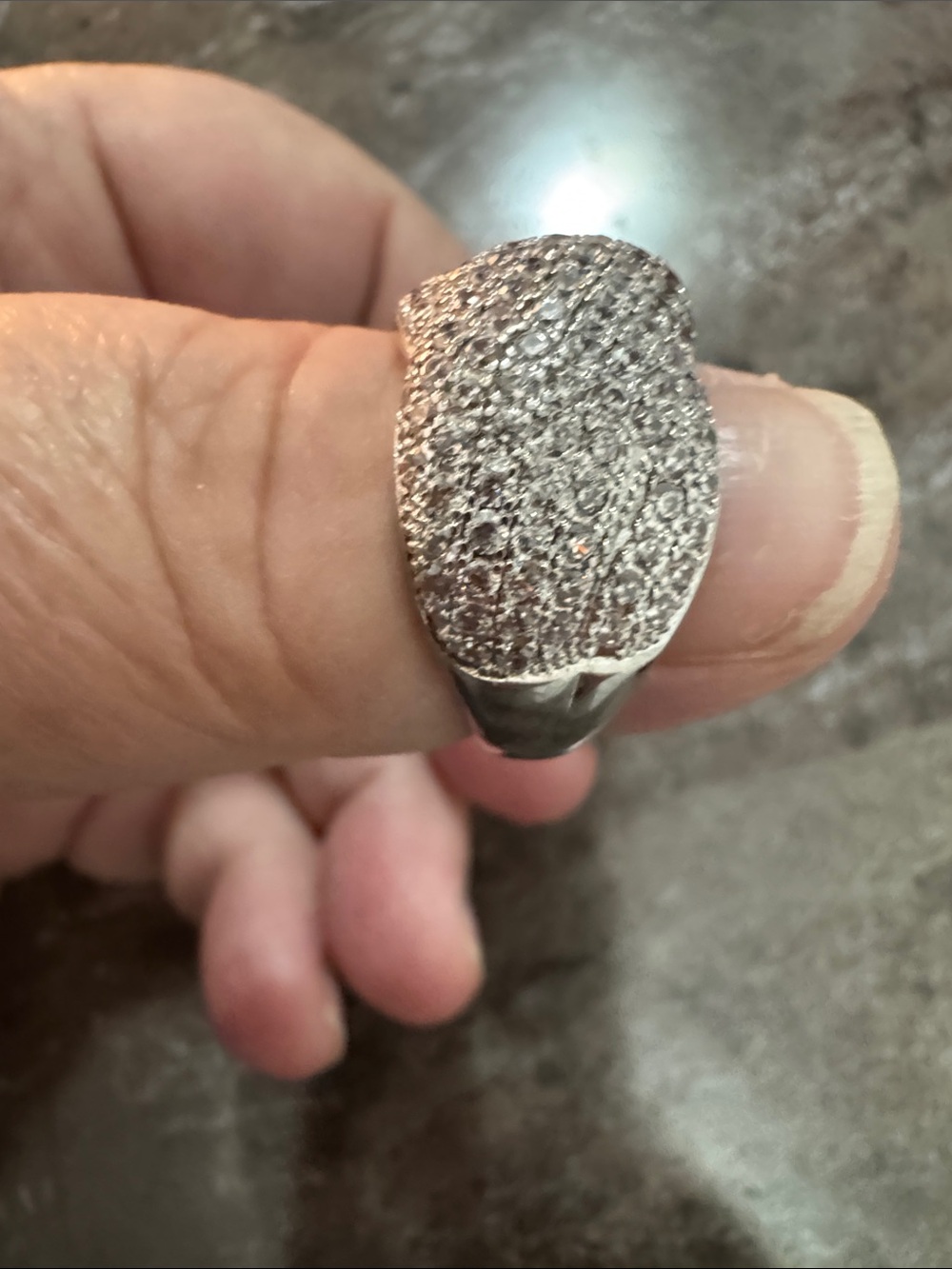 Silver-Tone Pavé Dome Ring - Silver